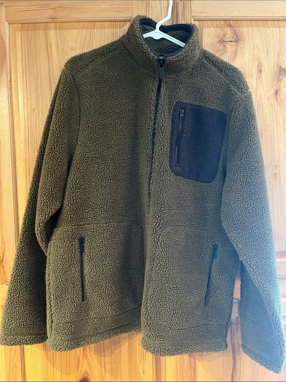 CRAGHOPPERS Olive Green Sherpa Fleece Zip Jacket, size L